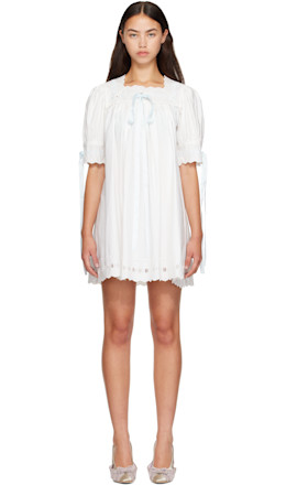 White & Blue Daikon Minidress - Sandy Liang
