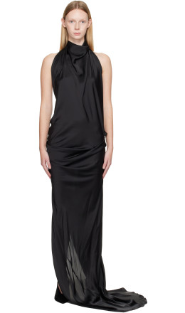 Black Halter Neck Maxi Dress - AARON ESH
