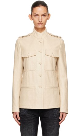 Beige Safari Leather Jacket - AARON ESH