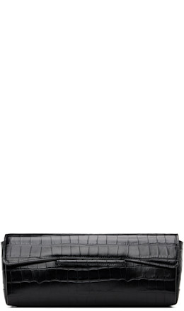 Black Soft Croco-Embossed T Clutch - TOTEME