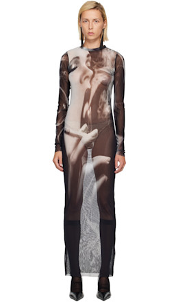 Black & Gray 'The Smoking Women' Maxi Dress - Jean Paul Gaultier