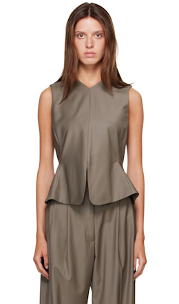 Beige Tailored Peplum Top - Cordera
