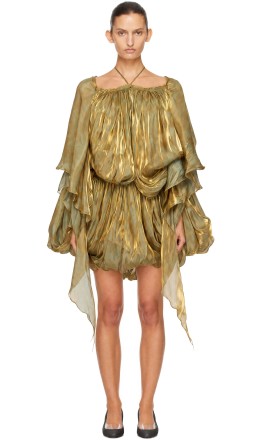 Khaki & Gold Kestrel Minidress - Kiko Kostadinov