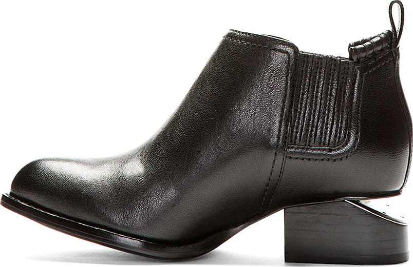 Alexander Wang Black Leather Cut-Out Heel Kori Ankle Boots