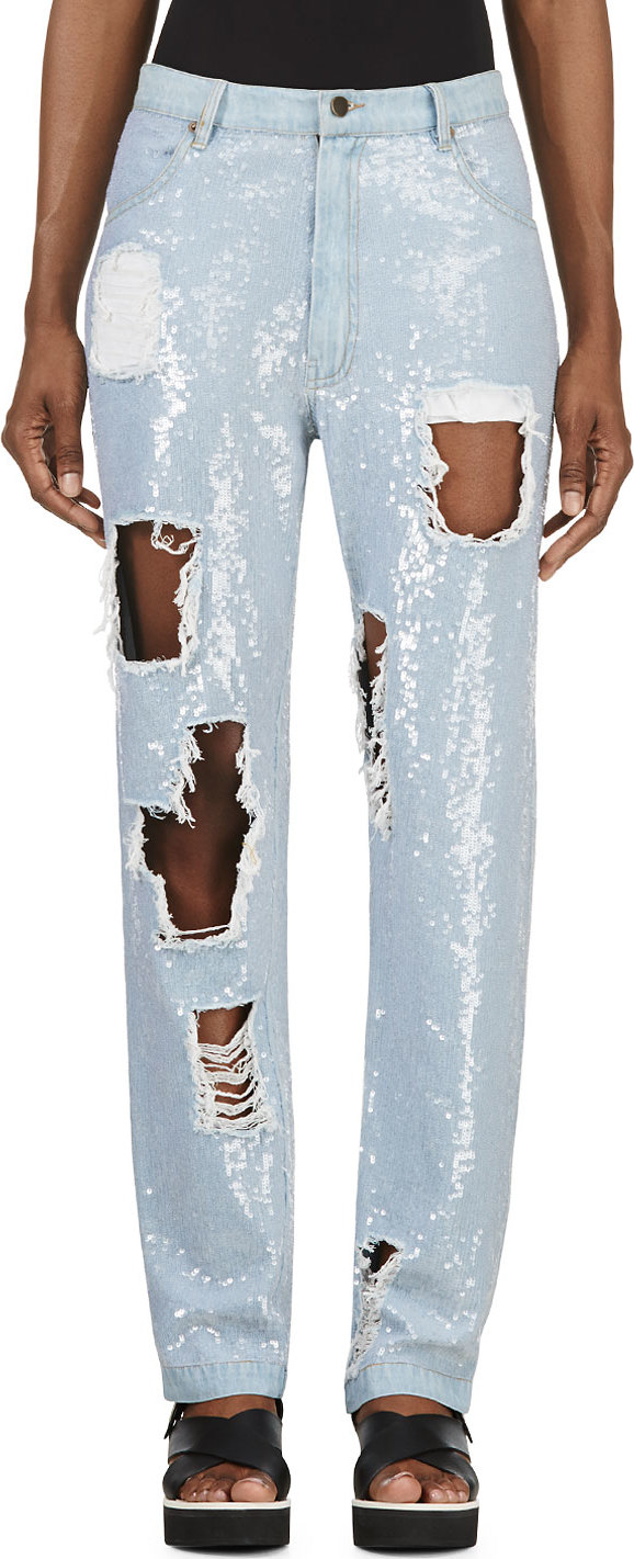 Ashish
Blue Distressed Sequinned Jeans