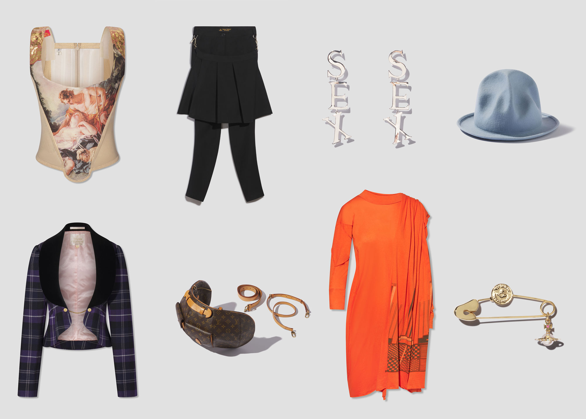 Vivienne Westwood やかましい 赤と青のチェック柄ハット