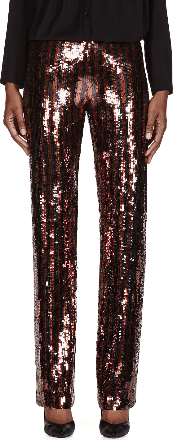 MARC JACOBS black & copper striped sequin trousers