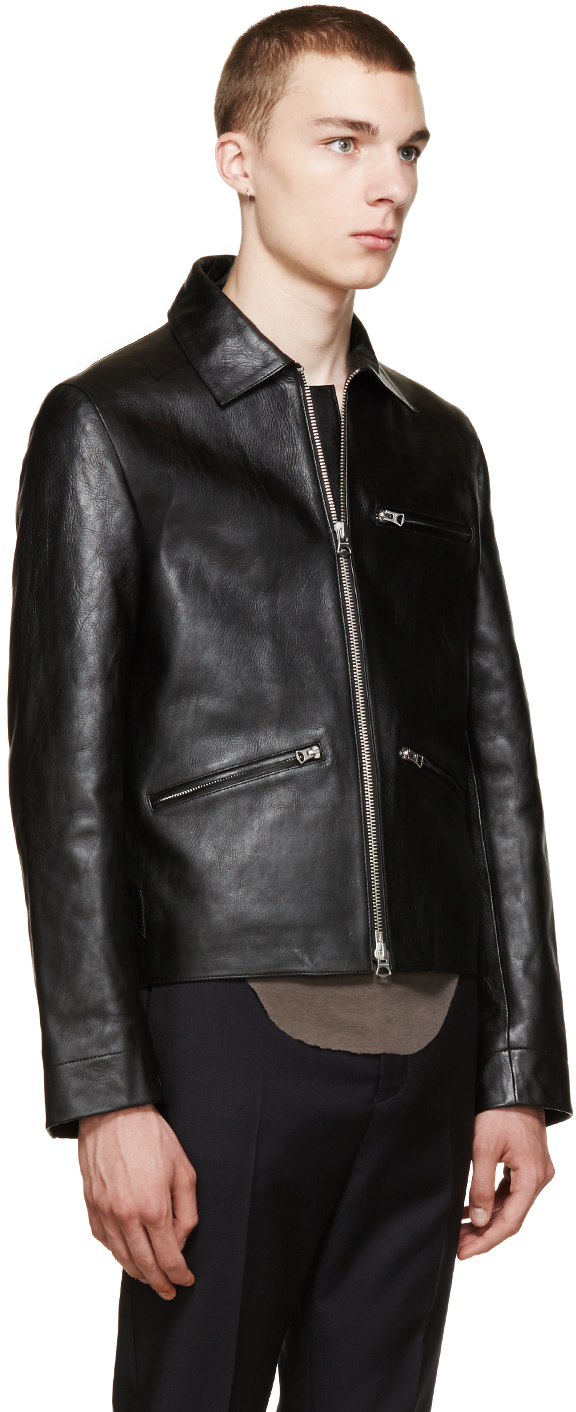 Acne studios august leather jacket clearance