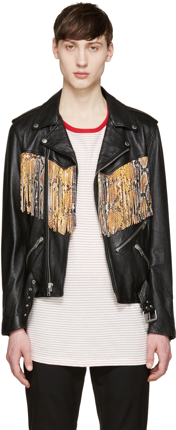 Saint Laurent Black Leather Biker Jacket