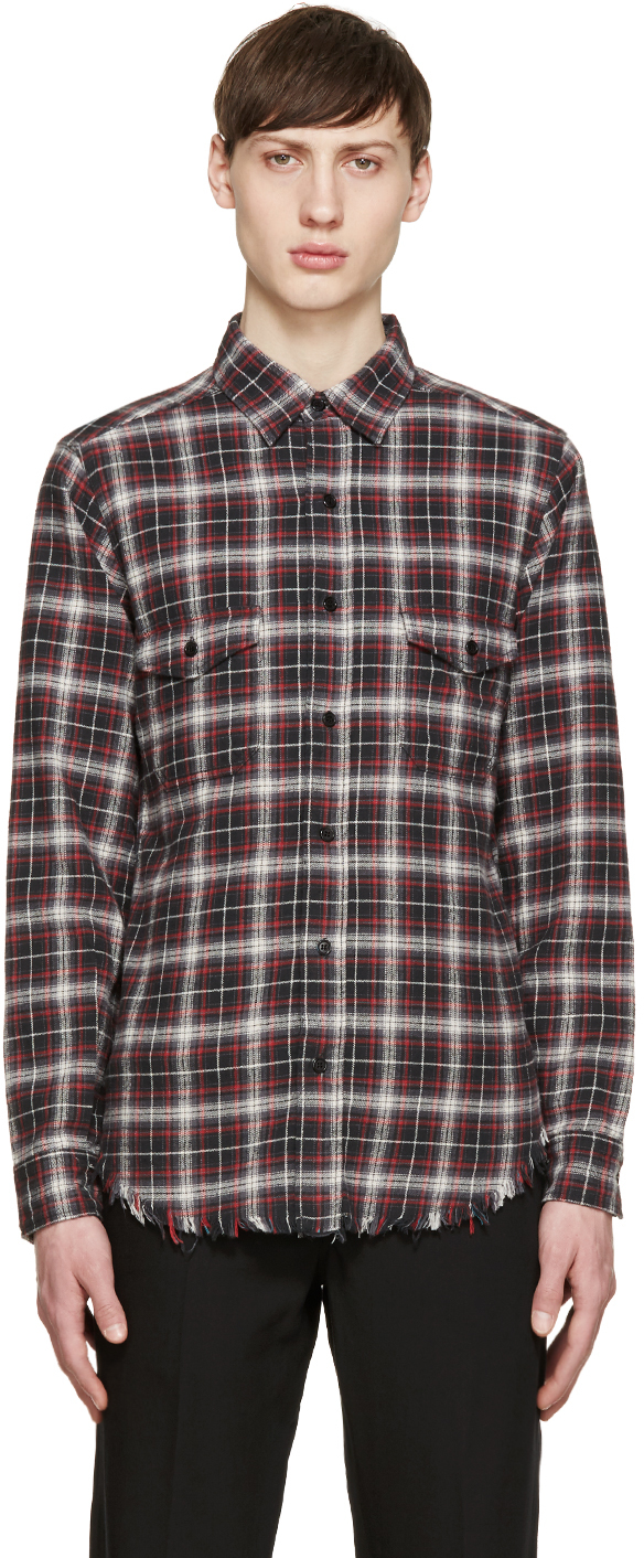 Saint Laurent Red And Green Flannel Check Shirt