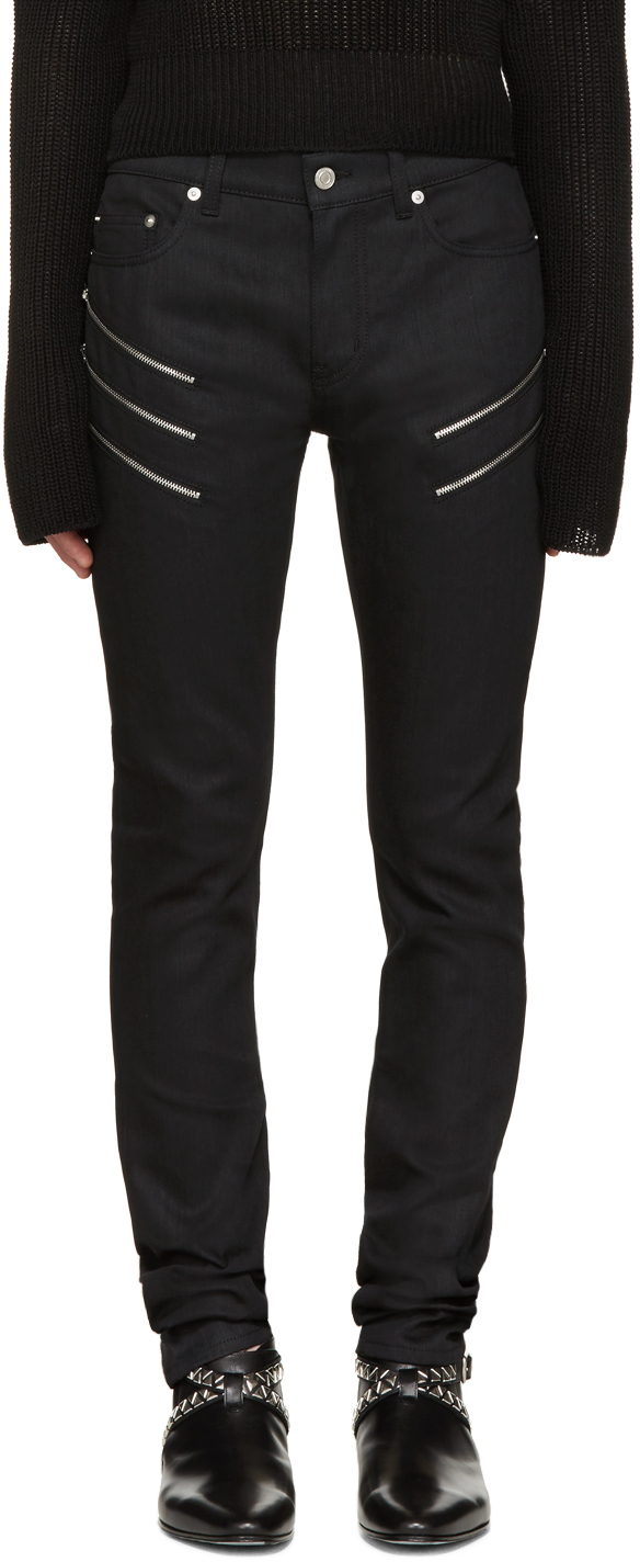 Saint Laurent Black Skinny Zip Jeans