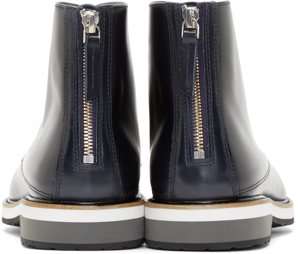 Want Les Essentiels: Navy Leather High-Top Montoro Derbys | SSENSE