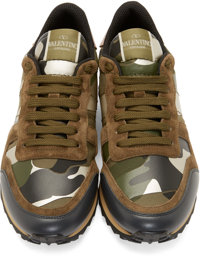 Valentino: Silver Metallic Camo Sneakers | SSENSE