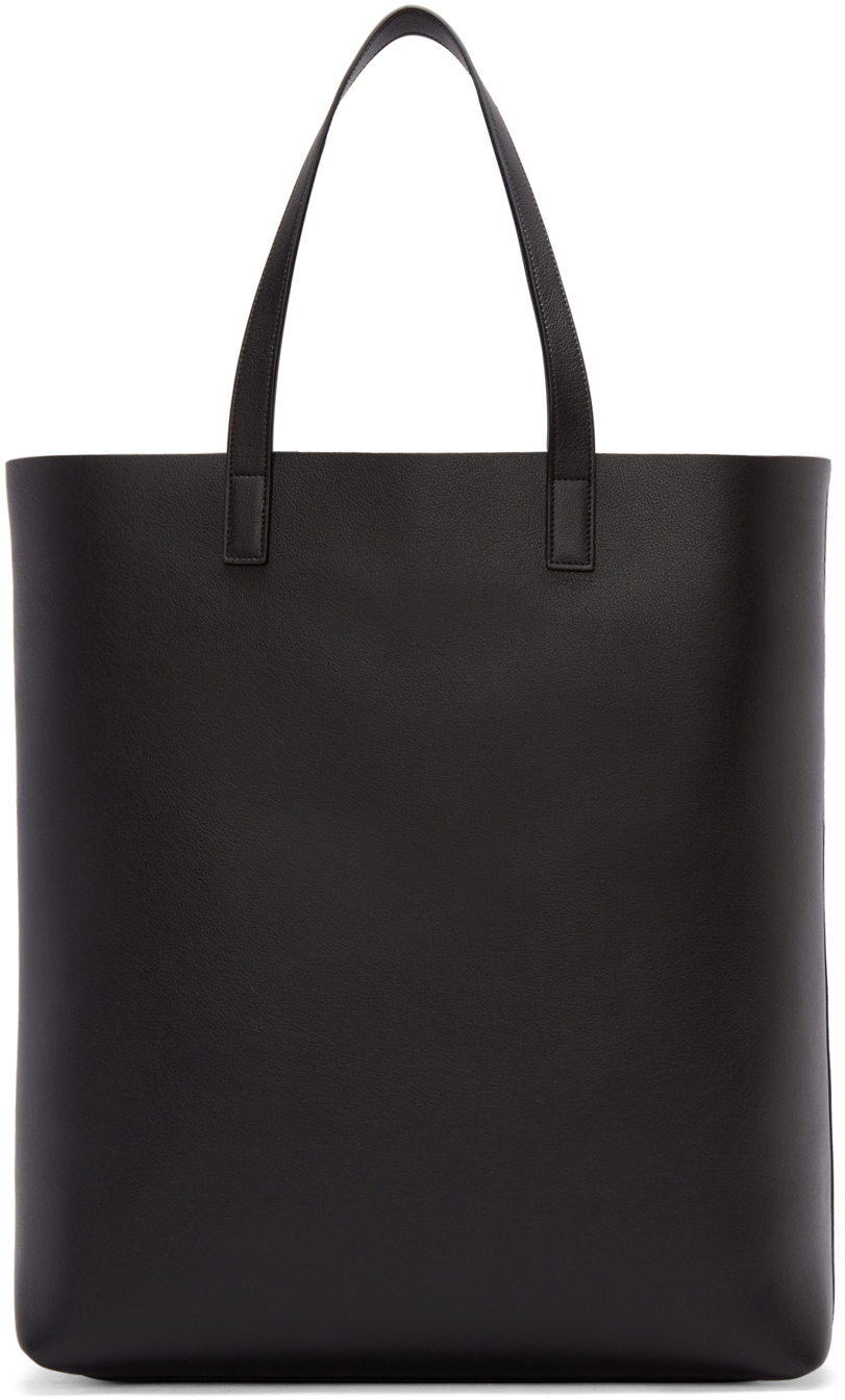 Saint Laurent: Black Leather Tote Bag | SSENSE