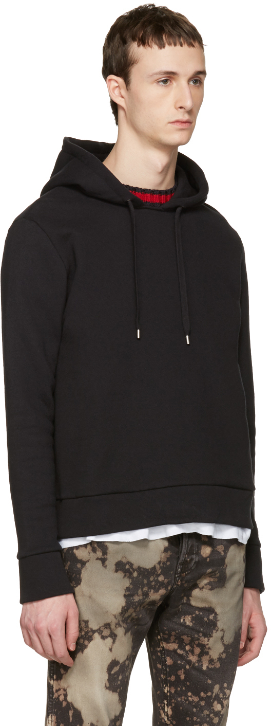 Gucci: Black Cable Knit Trim Hoodie | SSENSE