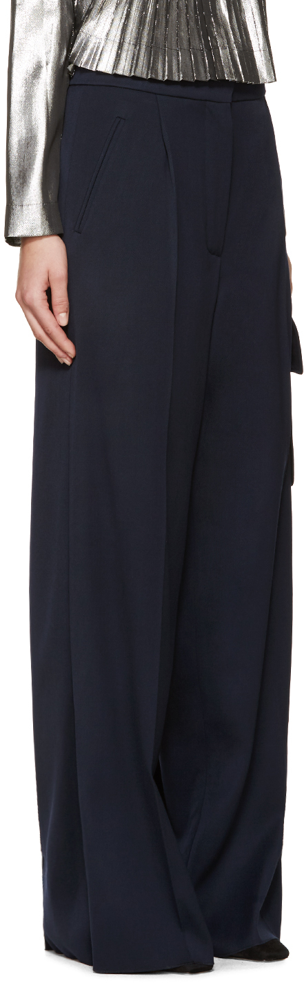 Loewe: Navy Wide-Leg Cargo Trousers | SSENSE