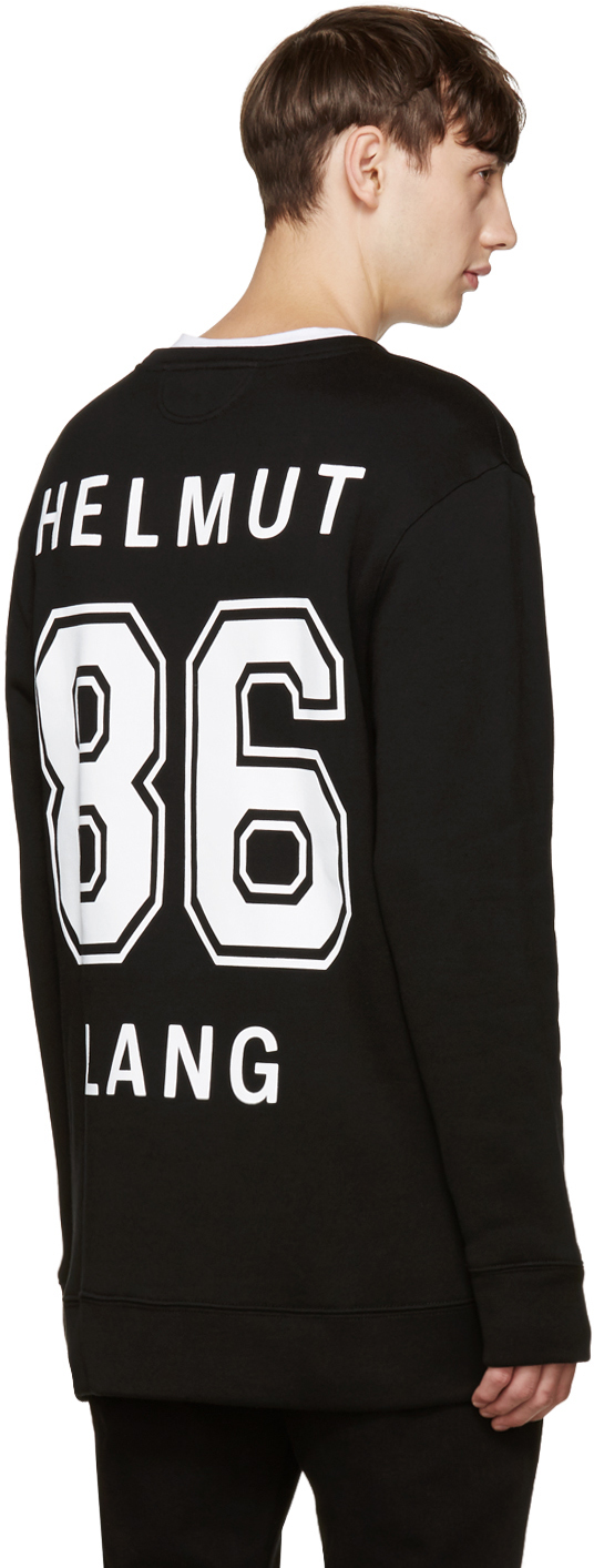 Helmut Lang Black Varsity Logo Sweatshirt SSENSE