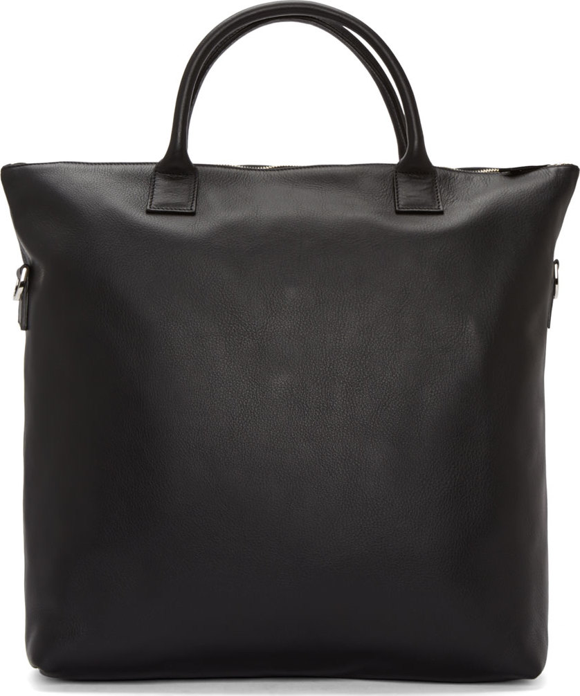 Want Les Essentiels: Black Leather OHare Shopper Tote | SSENSE