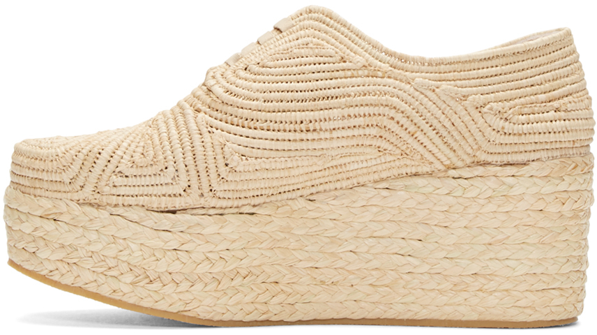 Robert Clergerie: Tan Rafia Flatform Pinto Shoes | SSENSE