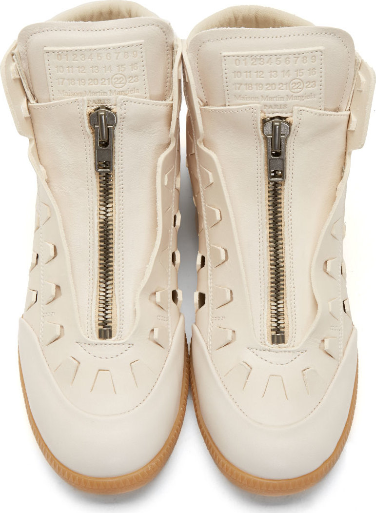 Very Goods | Maison Margiela: Cream Stamped Gladiator Very Goods | Maison Margiela: Cream Stamped Gladiator