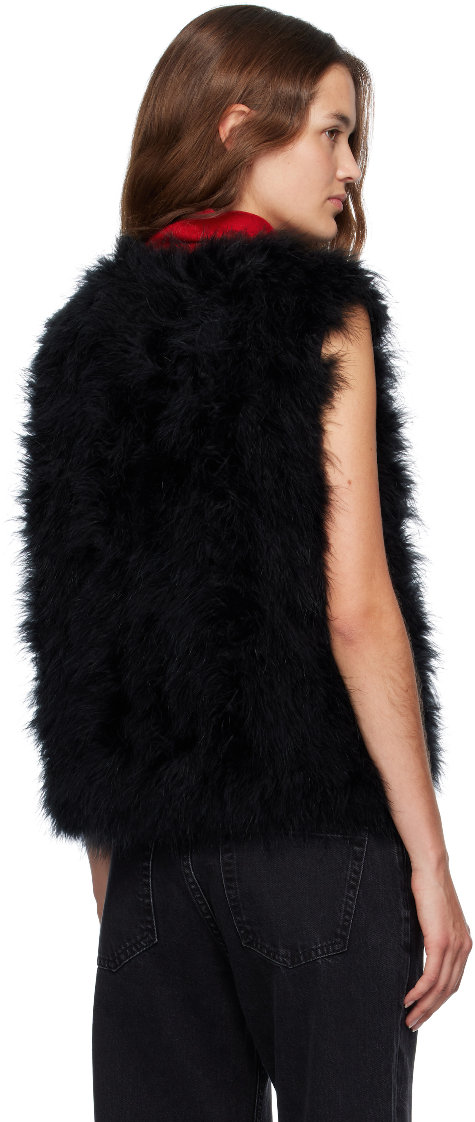 Yves Salomon - Black Cropped Feather Vest — Image 3