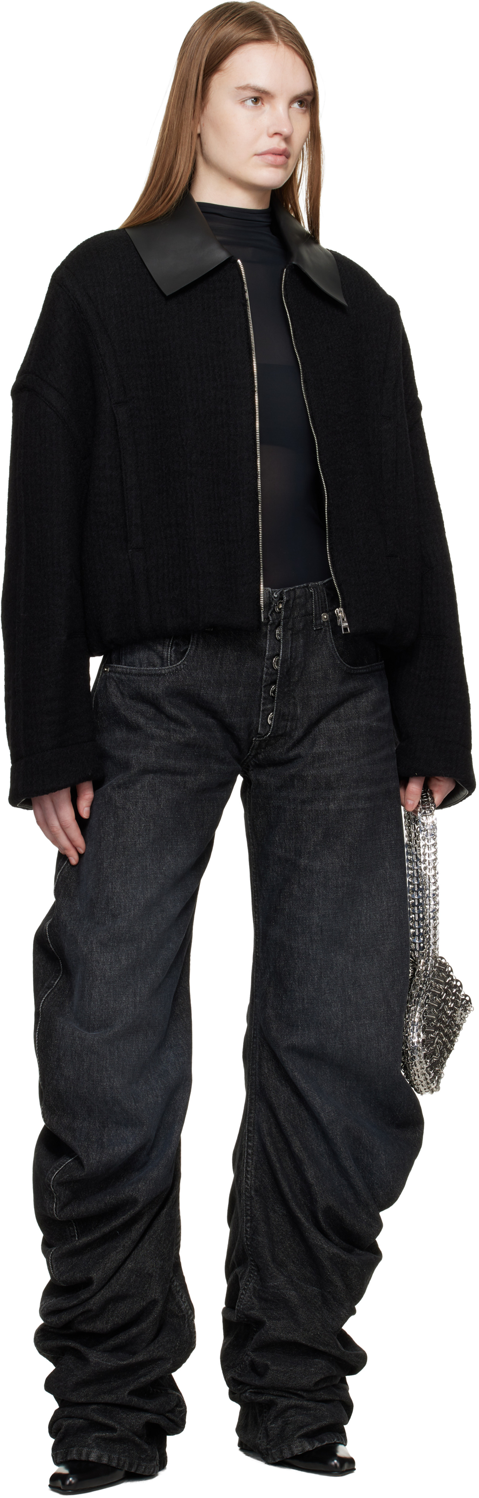 Jean Paul Gaultier - Black Heavy Wool Bomber Jacket — Image 4