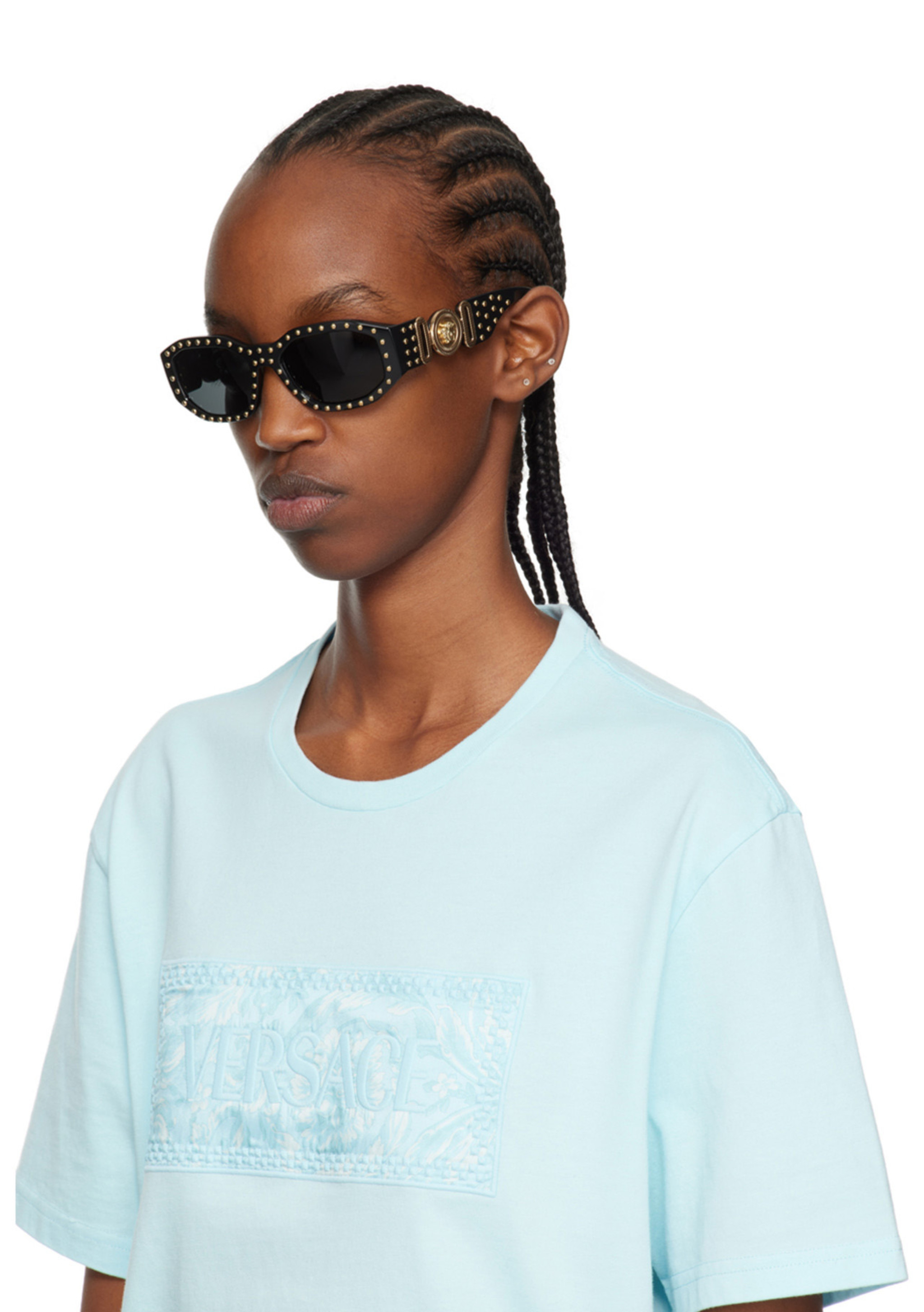 Versace Studded Medusa Sunglasses The Versace Studded Medusa Biggie VE4361 539787 Black 53  main image 4