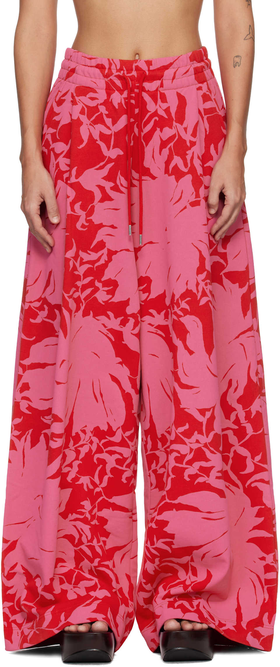 Red & Pink Loose Sweatpants