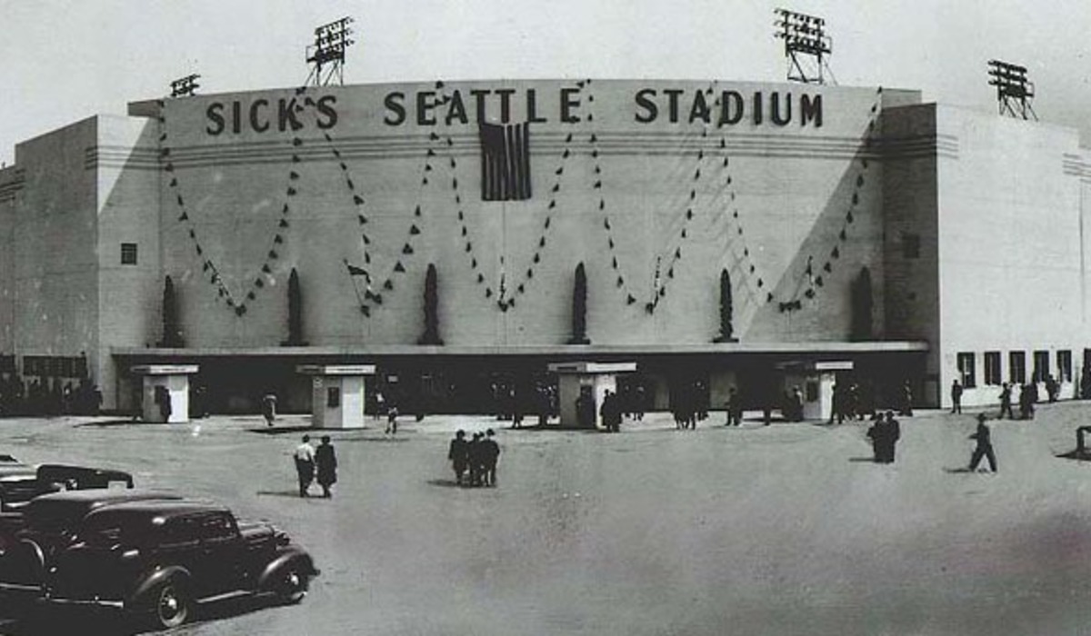a baseball stadium with a full crowd