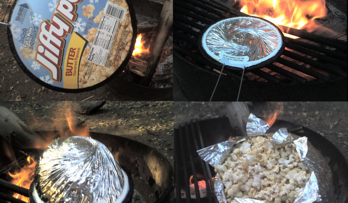 marshmallows on a stick over a campfire