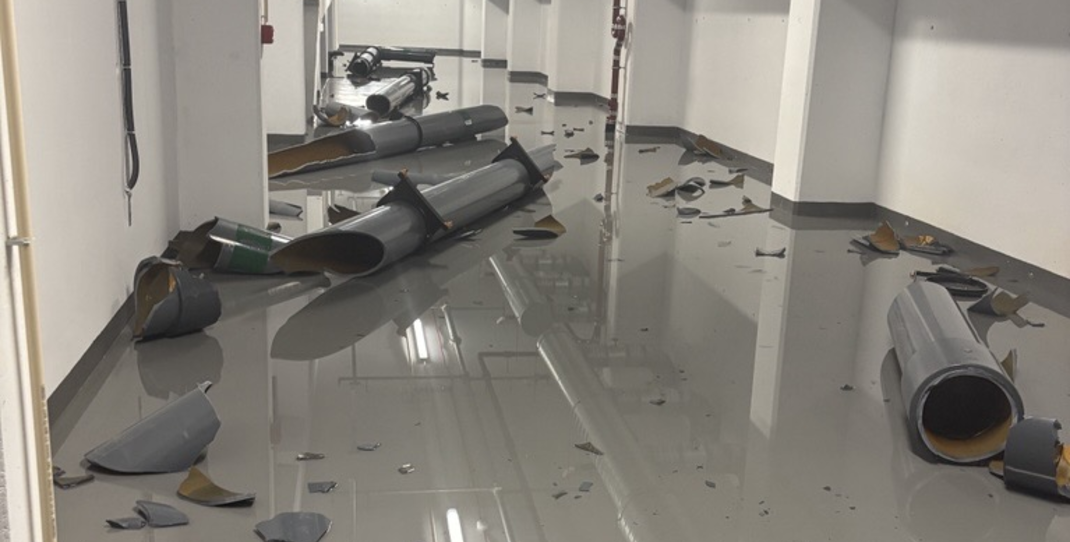 Bilde av rørene som har kollapset