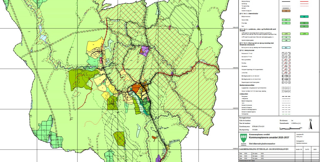 Plankartet for kommuneplanens arealdel.