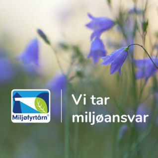Bilde av blomster og miljøfyrtårn-logo