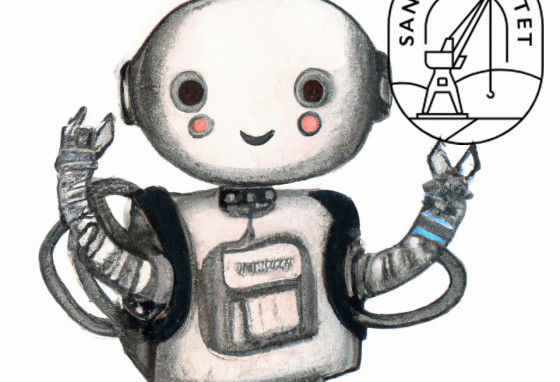 Bilde av en robot som holder logoen til Sandnesløftet.