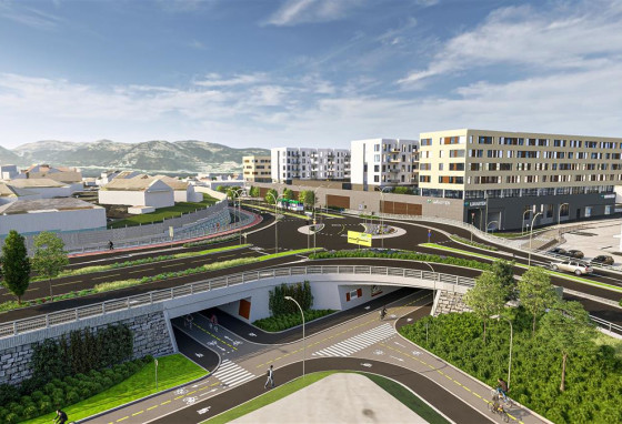 Bilde som viser bussveiens veianlegg ved Kvadrat