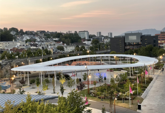 Oversiktsbilde over Rutenparken i moderne tid, tatt fra sør mot nord