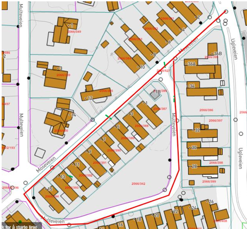 KART: Dette oversiktskartet viser hvor det skal graves (merket med rødt). 