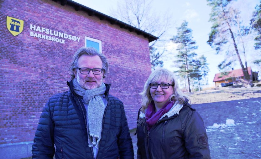 Hafslundsøy barneskole skal få et nytt tilbygg i løpet av 2018. Prosjektleder Lars Erik Lysø og innkjøpssjef Oddveig Åsegg kommer til å følge prosjektet tett opp i forhold til nye regler i kommunen.