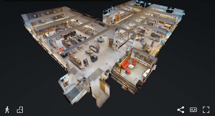 3D-SKANNET: Bibliotekene i Sarpsborg er blitt 3D-skannet, slik at du kan bevege deg rundt i dem virtuelt. 