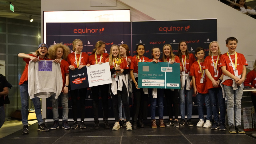 Laget THE BRAINMASTERS fra Varteig barne- og ungdomsskole tok den gjeveste prisen i den regionale finalen i FIRST LEGO League.