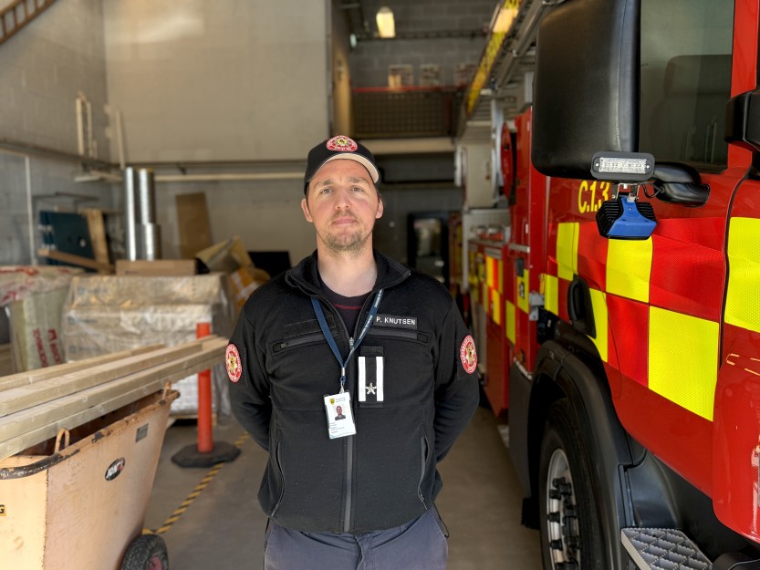 Patrick Knutsen i Sarpsborg brannvesen (foto Ole Christian Foss)