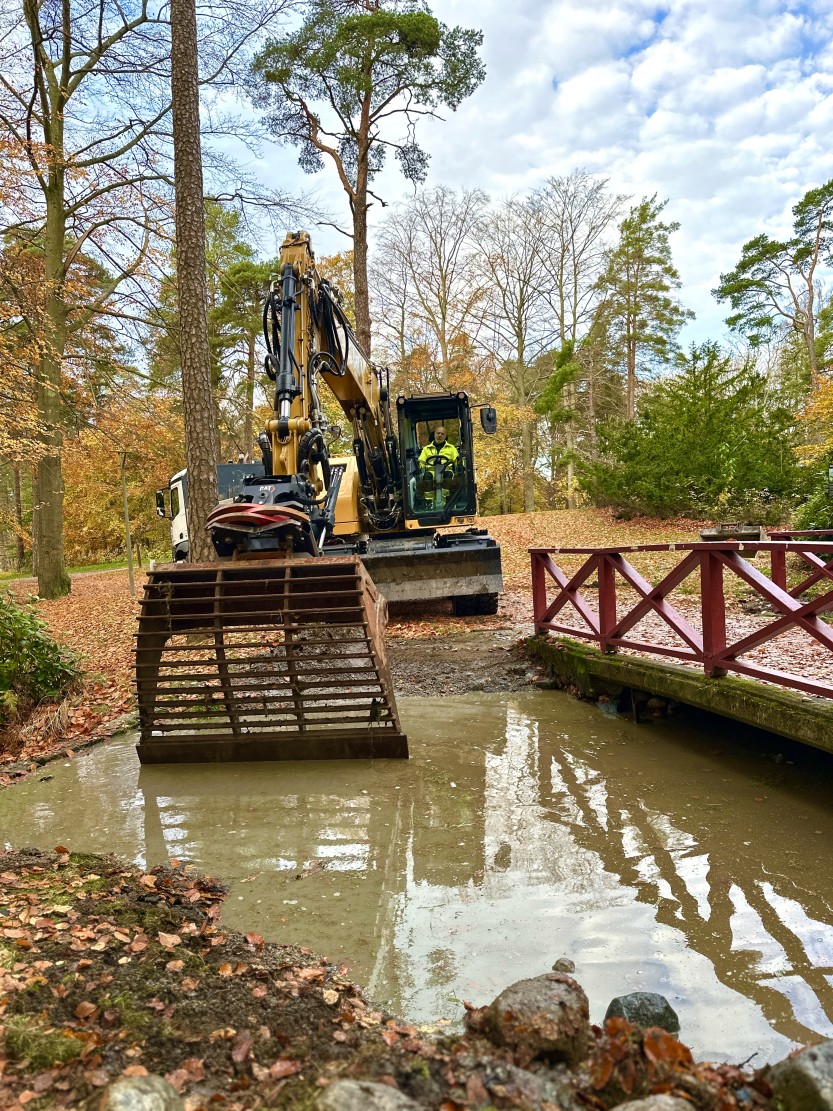 Parkavdelingen sørger for vedlikehold ved salamanderdammen i Kulåsparken (foto: Ole Christian Foss)