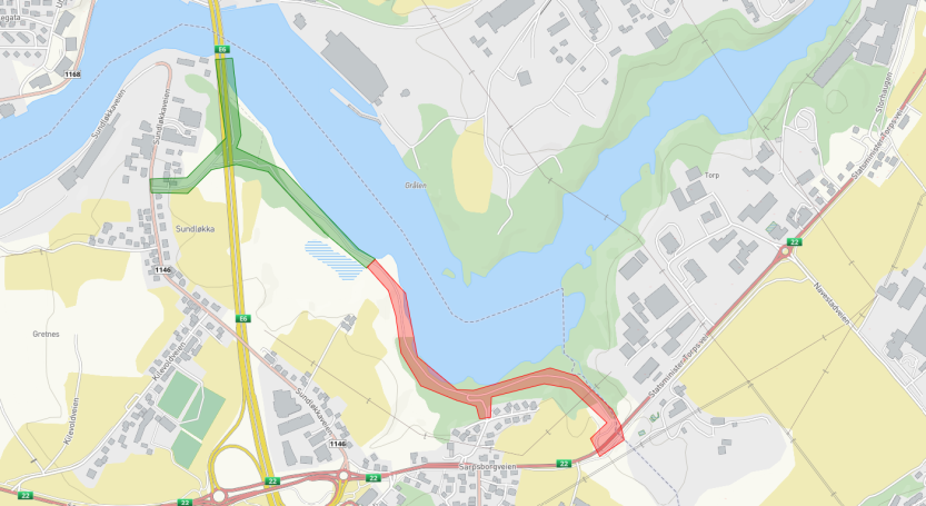 OVERSIKT: Grønn del viser åpen Glommasti, mens rødt er stengt.
