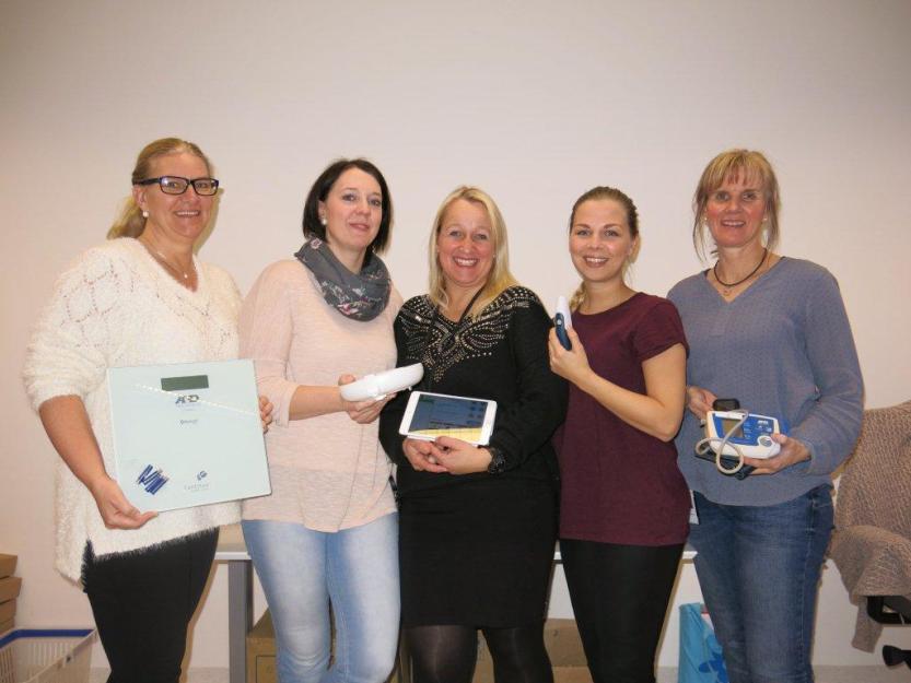 Prosjektgruppa for velferdsteknologi: Sissel A. Granheim Iversen, Cecilie Hubner Engdahl, Mona E. Kristoffersen, Linda I. Vastveit og Grethe Bruland Svensen.