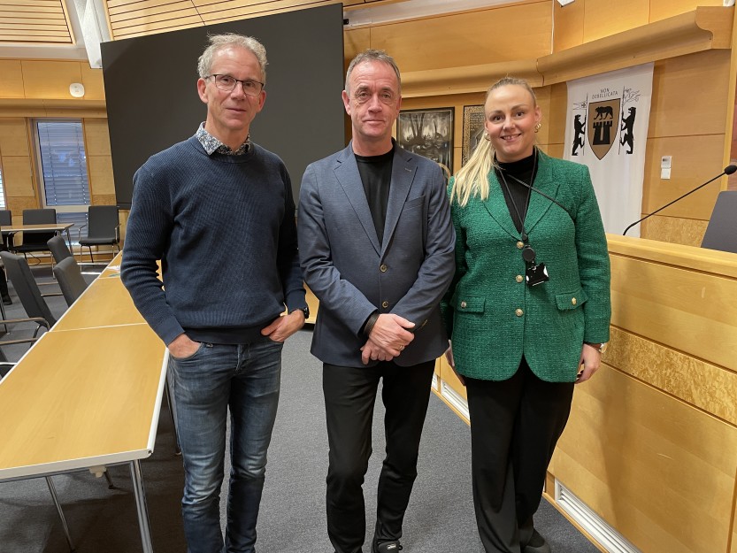 Prosjektleder for Kobo i Husbanken Paul Svendsen, Robin Brynildsen ved boligkontoret i Sarpsborg, og Marthe Kathrud tjenesteeier for Kobo.