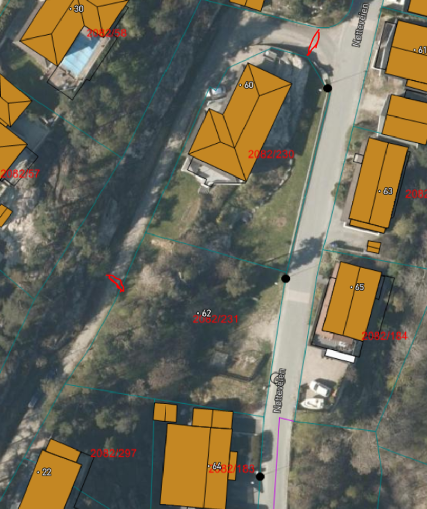 Kart som viser gangveien som er stengt