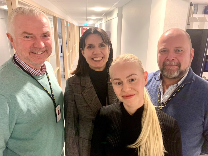 NY DIGITALISERINGSSTRATEGI: Knut Eggen (avdelingsleder IKT), Tone Hankø Sandvei(direktør teknologi og endring), Tuva Bråthen Blekken (rådgiver porteføljestyring) og Atle Johnsen (avdelingsleder informasjonsforvaltning og prosjektleder )