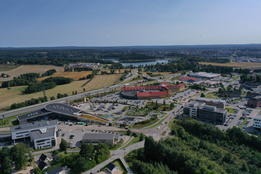 Bilde tatt med drone over næringsområde