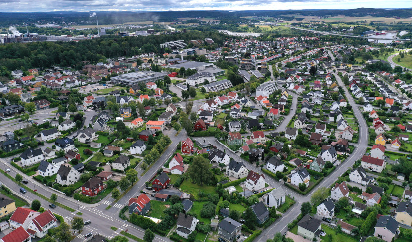 Dronebilde fra Sarpsborg