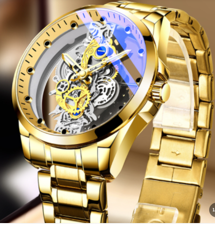 Menβs Premium Double-Sided Transparent Hollow Skeleton Watch